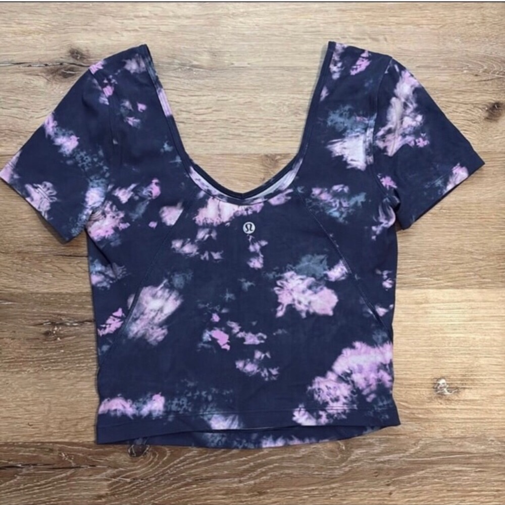 lululemon Align Hot Pink and Navy Tie-Dye Crop Top 4 Small